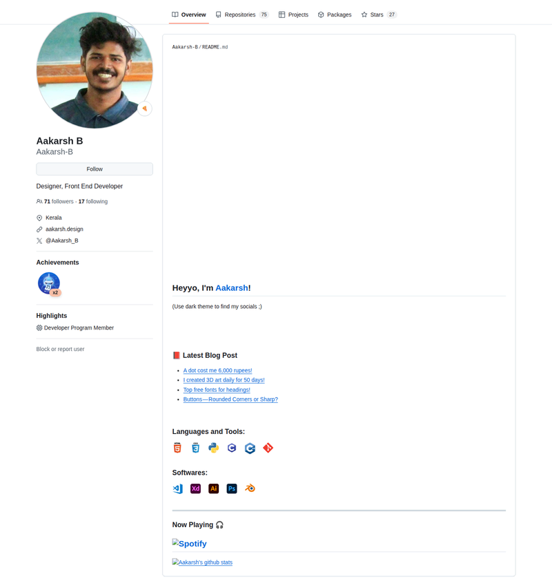 Aakarsh-B's GitHub profile screenshot