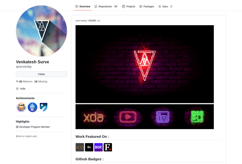 acervenky's GitHub profile screenshot