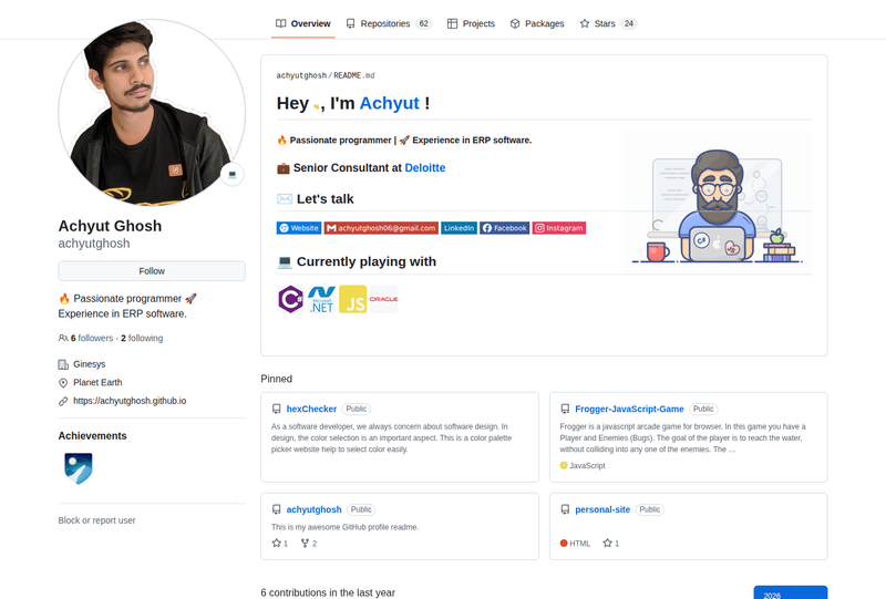 achyutghosh's GitHub profile screenshot