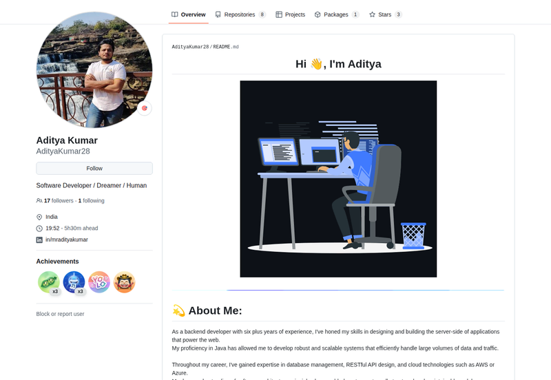 AdityaKumar28's GitHub profile screenshot