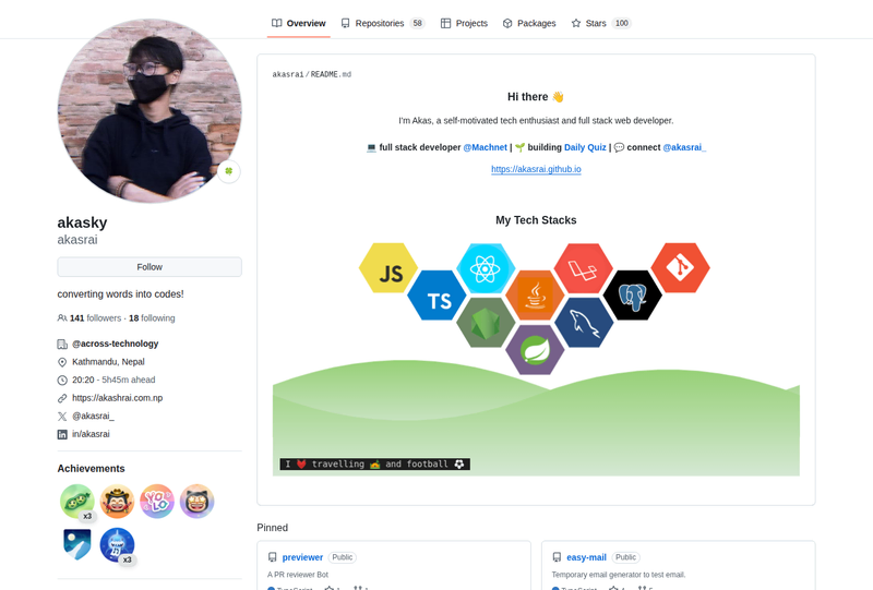 akasrai's GitHub profile screenshot