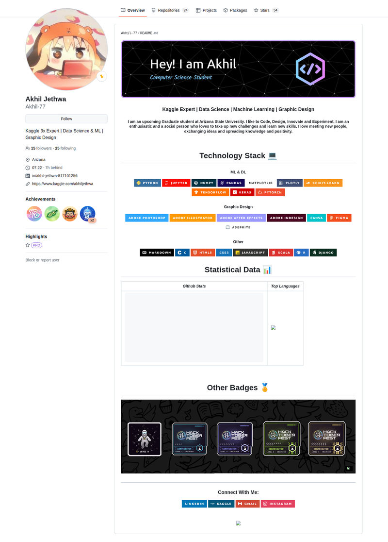 Akhil-77's GitHub profile screenshot