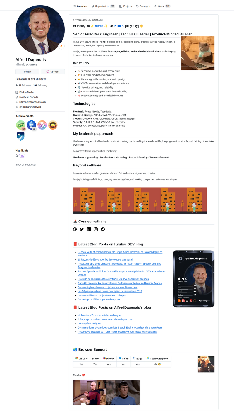 alfreddagenais's GitHub profile screenshot