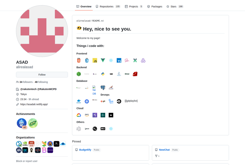 alirealasad's GitHub profile screenshot