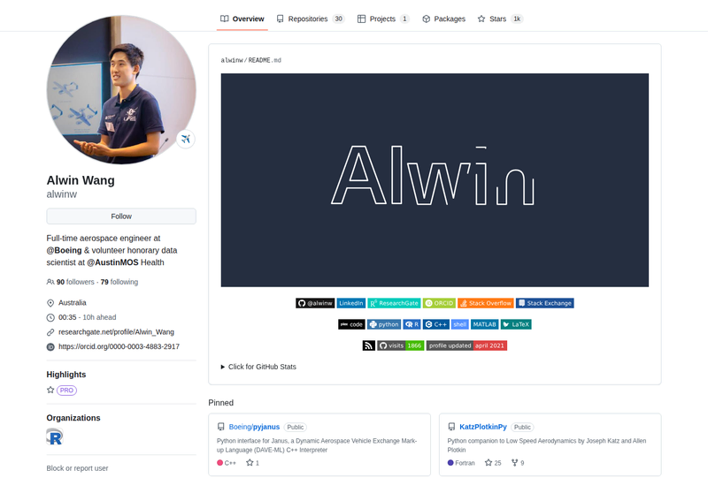 alwinw's GitHub profile screenshot
