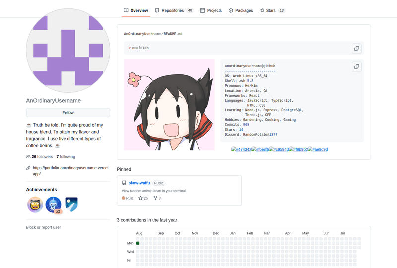 AnOrdinaryUsername's GitHub profile screenshot