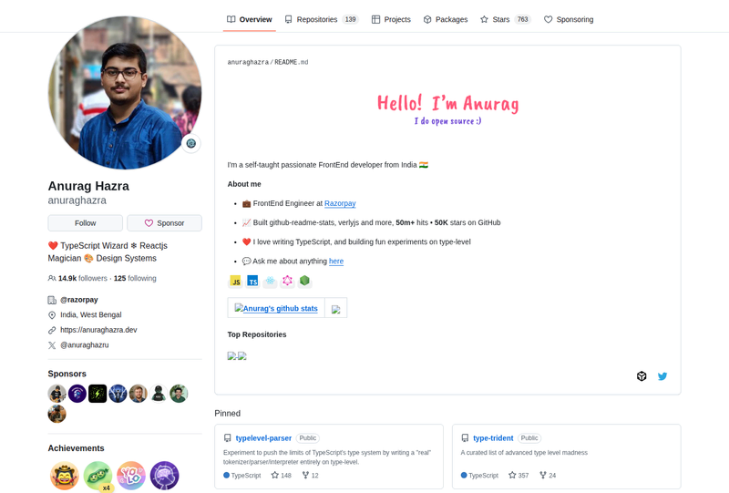 anuraghazra's GitHub profile screenshot