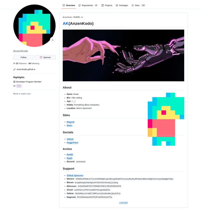 AnzenKodo's GitHub profile screenshot