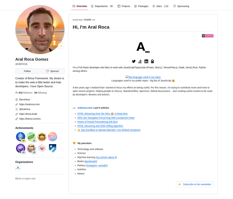 aralroca's GitHub profile screenshot