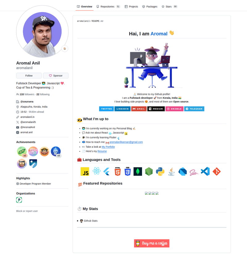 aromalanil's GitHub profile screenshot