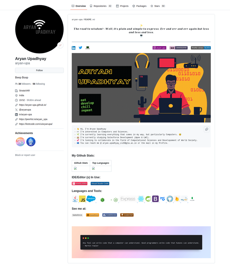 aryan-upa's GitHub profile screenshot