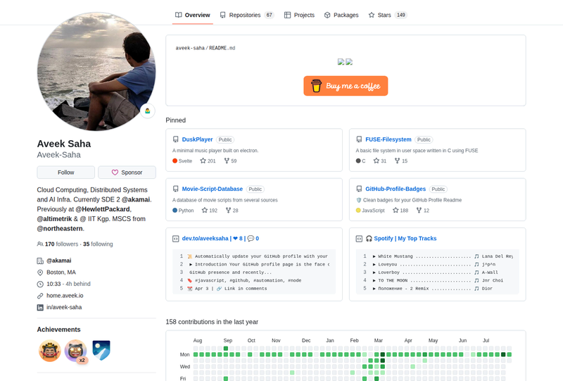Aveek-Saha's GitHub profile screenshot