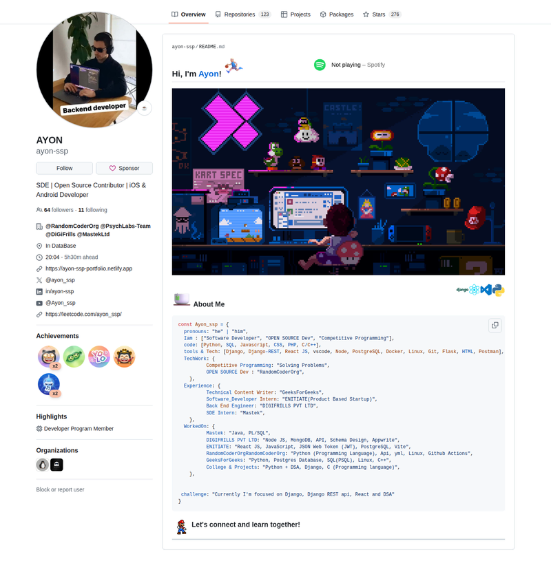 Ayon-SSP's GitHub profile screenshot