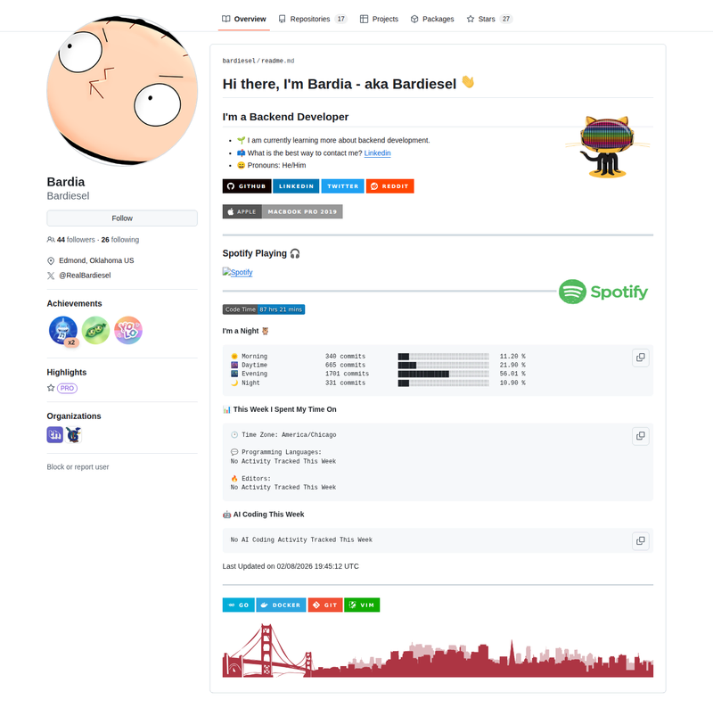 bardiesel's GitHub profile screenshot