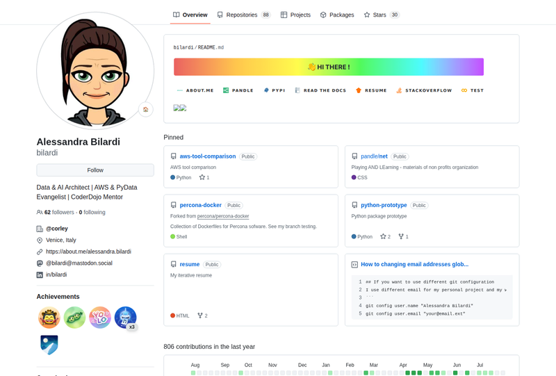bilardi's GitHub profile screenshot