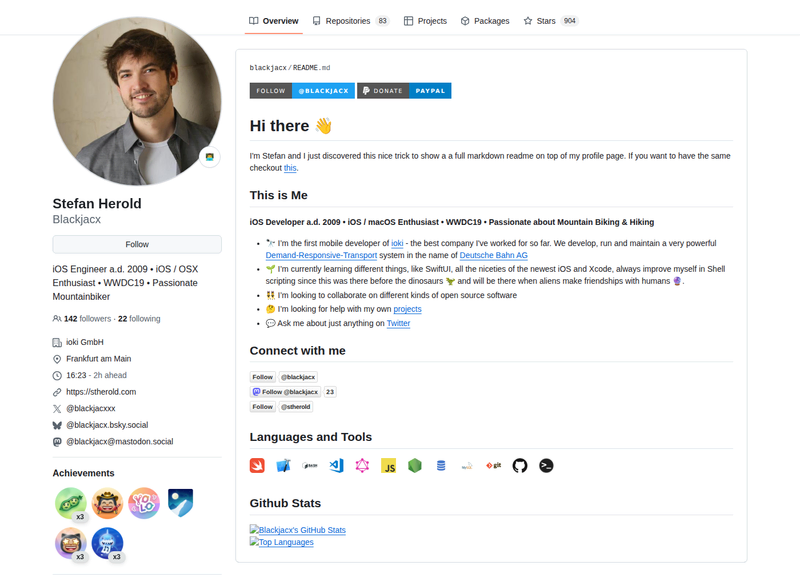 blackjacx's GitHub profile screenshot