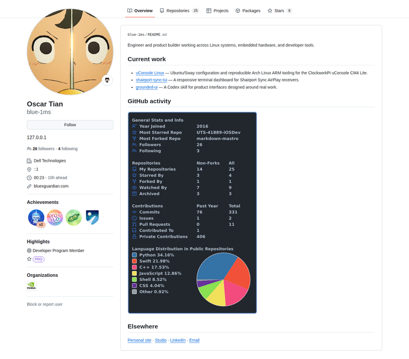 blue-1ms's GitHub profile screenshot