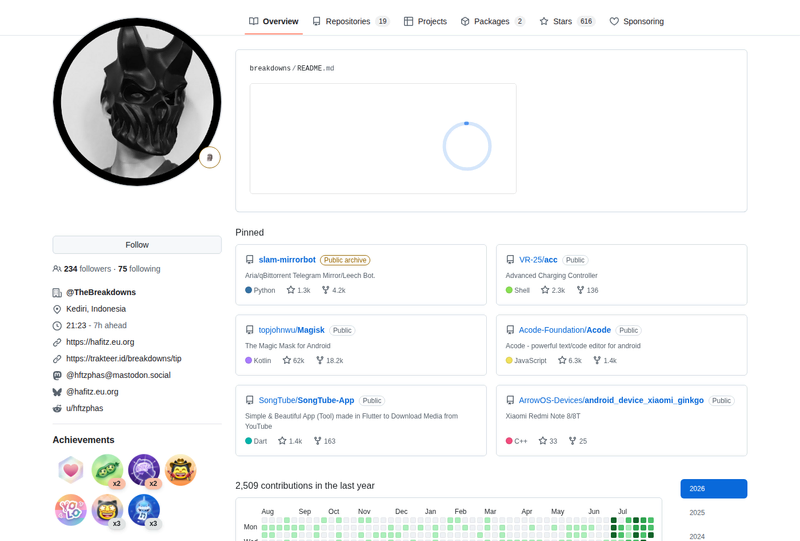 breakdowns's GitHub profile screenshot