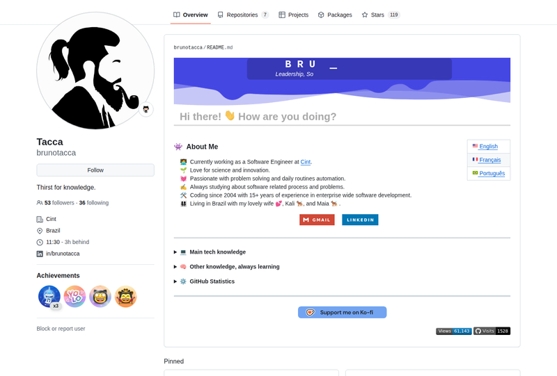 brunotacca's GitHub profile screenshot