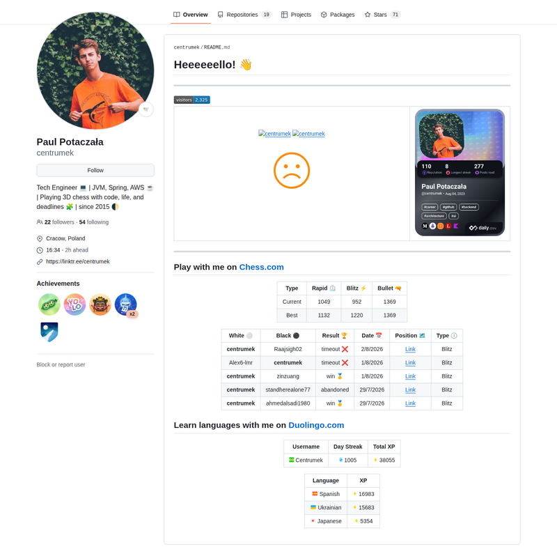 centrumek's GitHub profile screenshot