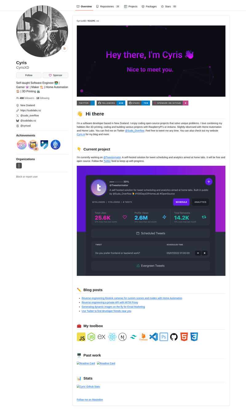 CyrisXD's GitHub profile screenshot