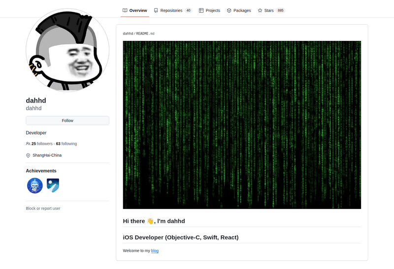 dahhd's GitHub profile screenshot