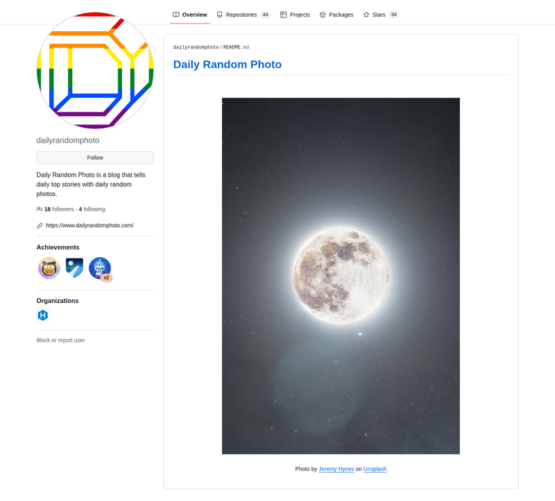 dailyrandomphoto's GitHub profile screenshot