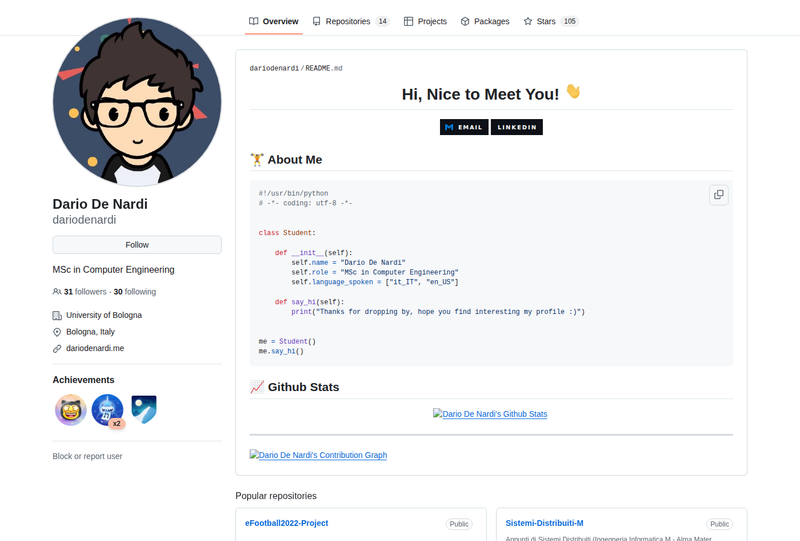dariodenardi's GitHub profile screenshot