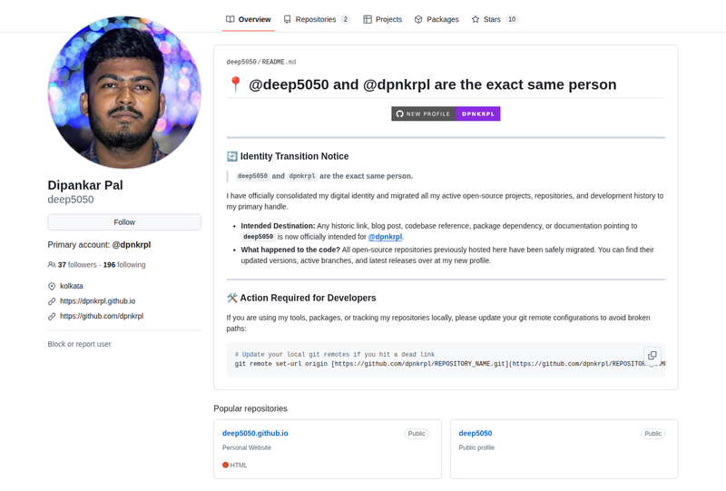 deep5050's GitHub profile screenshot