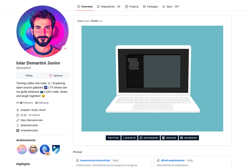demartini's GitHub profile screenshot
