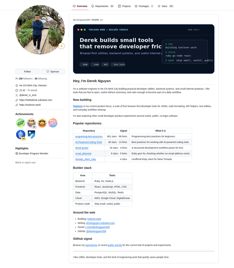 dereknguyen269's GitHub profile screenshot