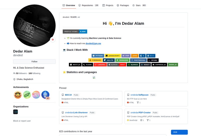 devded's GitHub profile screenshot