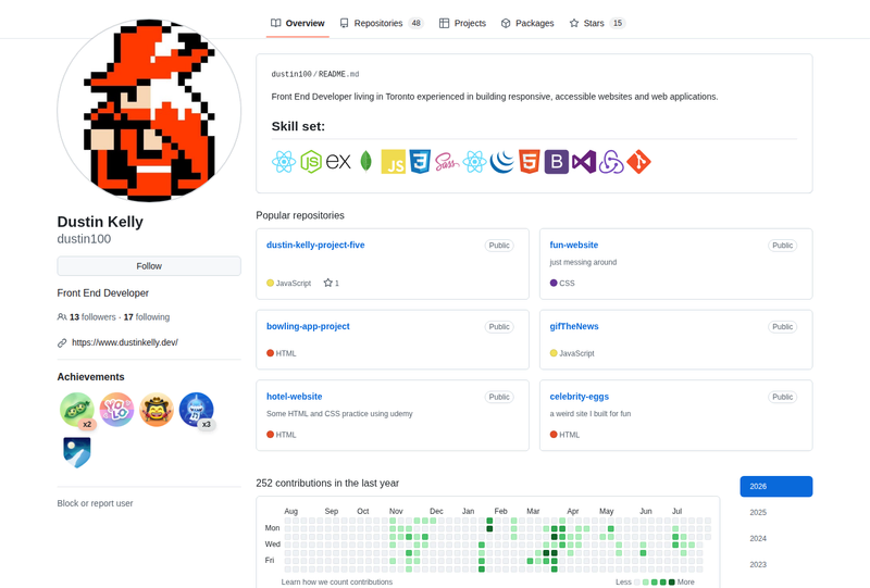 dustin100's GitHub profile screenshot