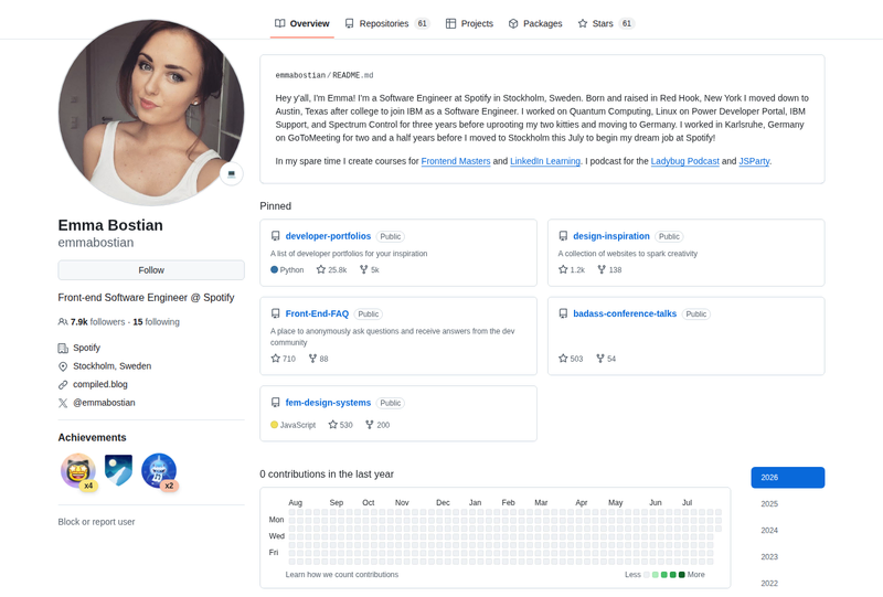 emmabostian's GitHub profile screenshot