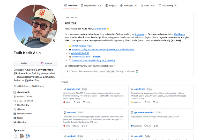f's GitHub profile screenshot