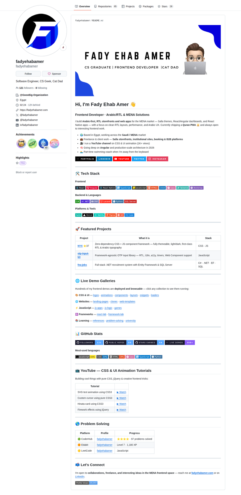 fadyehabamer's GitHub profile screenshot