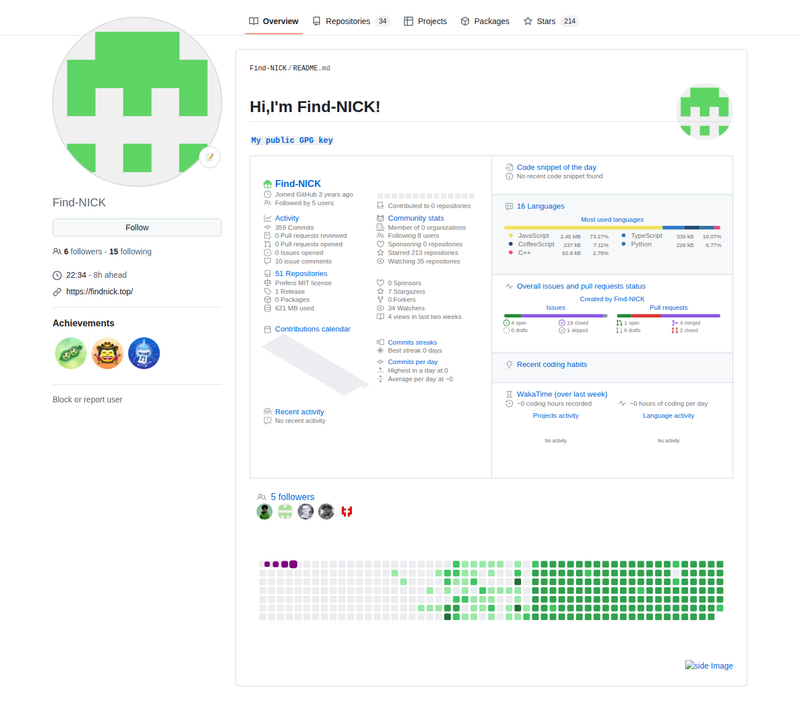 Find-NICK's GitHub profile screenshot