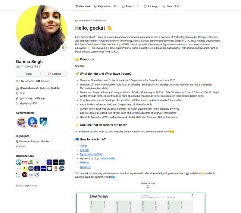 garimasingh128's GitHub profile screenshot