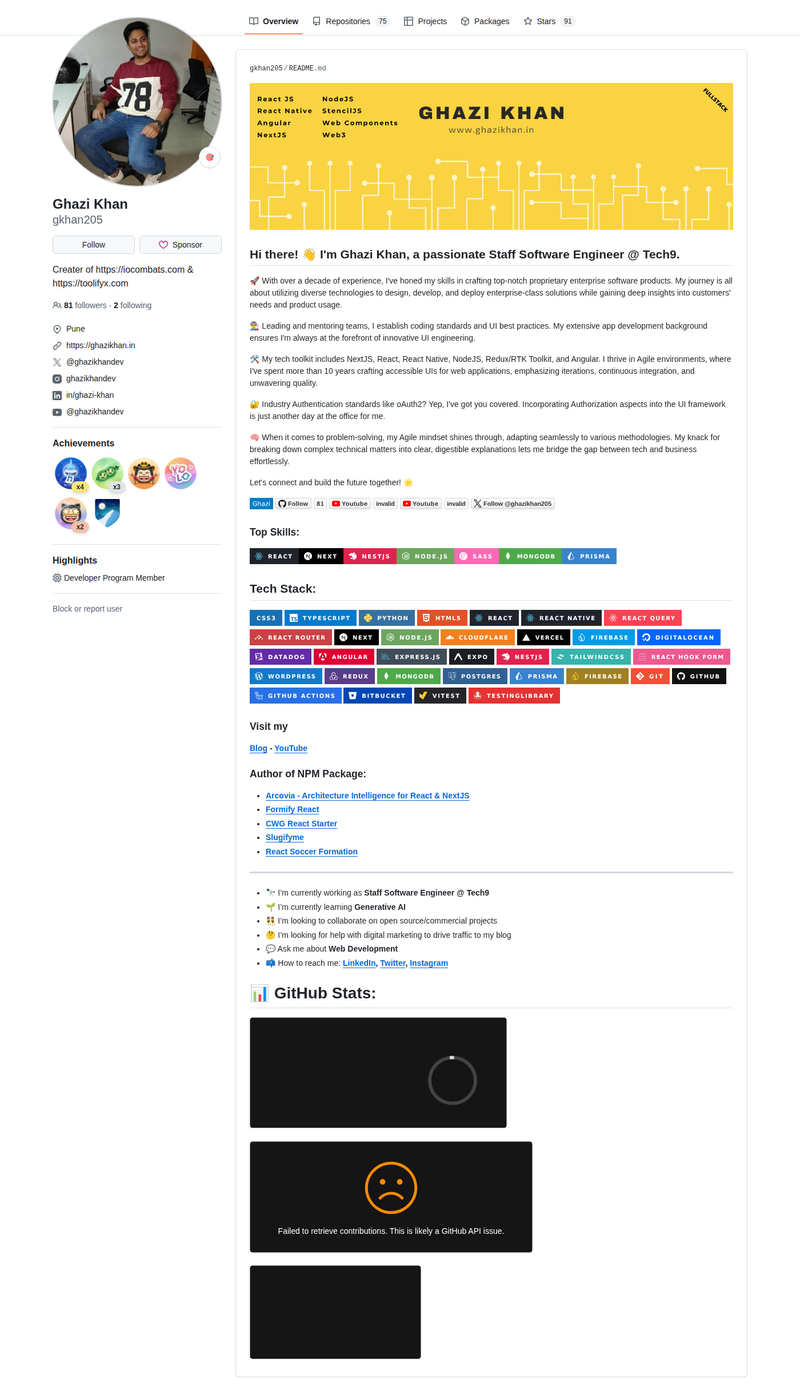 gkhan205's GitHub profile screenshot