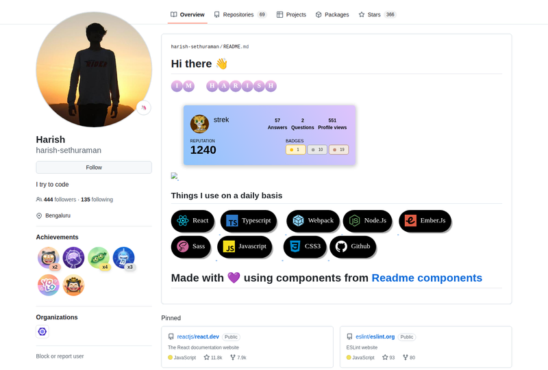 harish-sethuraman's GitHub profile screenshot