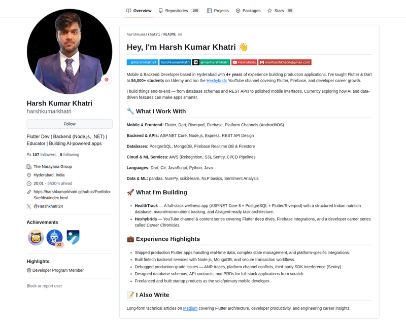 harshkumarkhatri's GitHub profile screenshot