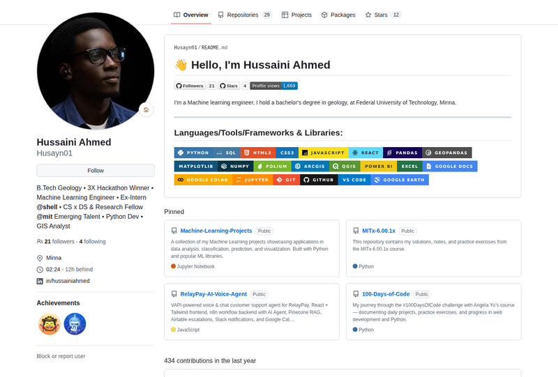 Husayn01's GitHub profile screenshot