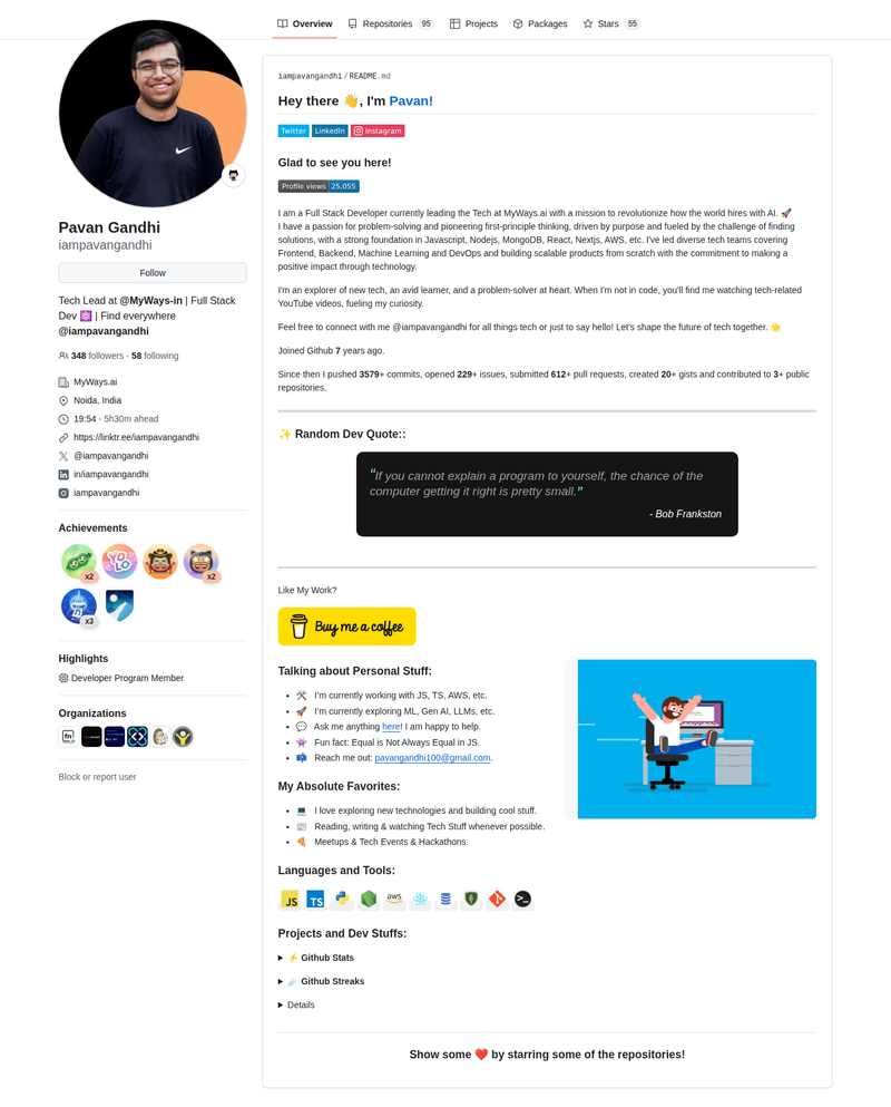 iampavangandhi's GitHub profile screenshot