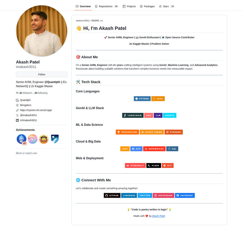 imakash3011's GitHub profile screenshot