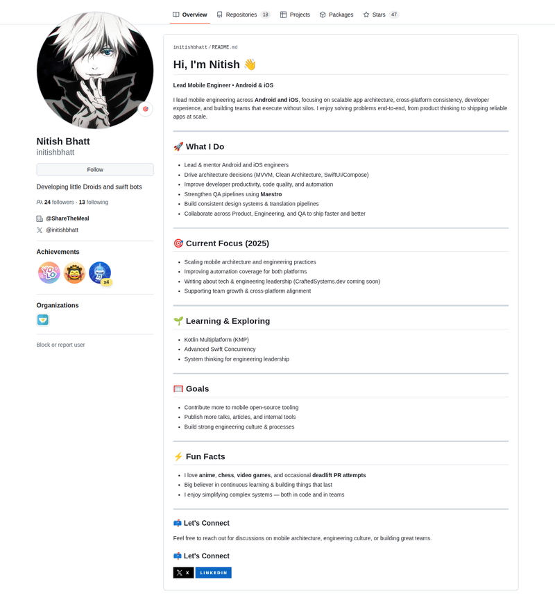 initishbhatt's GitHub profile screenshot