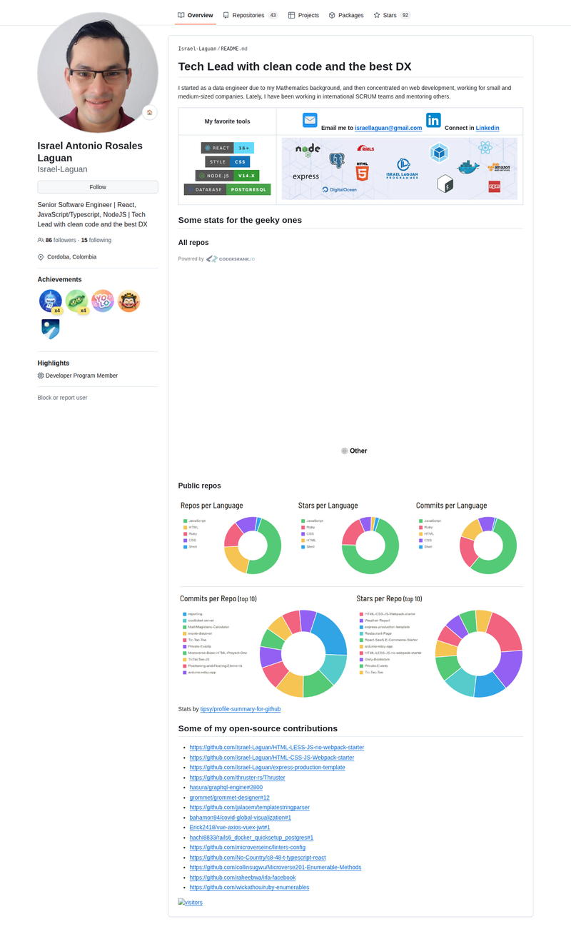 Israel-Laguan's GitHub profile screenshot