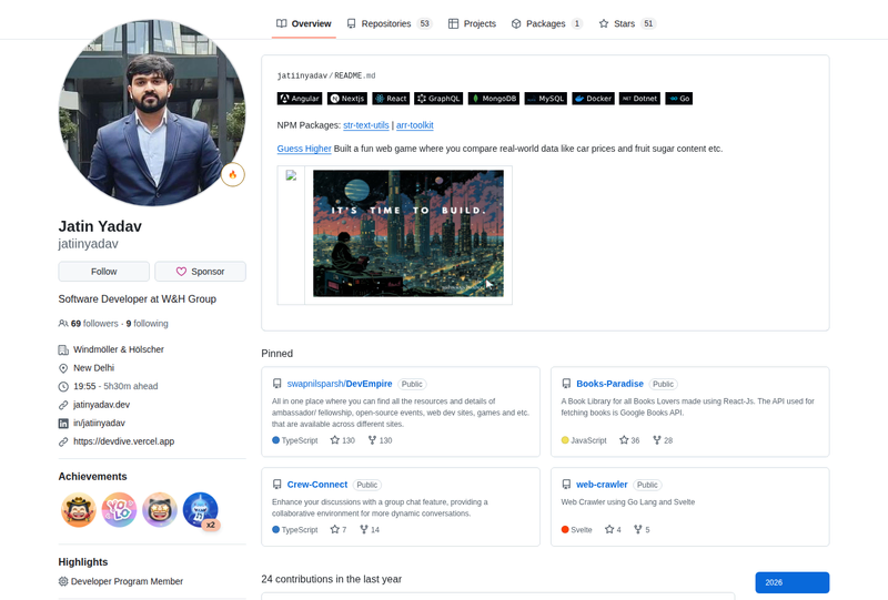 jatiinyadav's GitHub profile screenshot