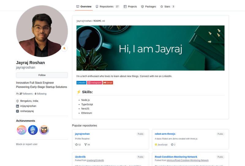 jayrajroshan's GitHub profile screenshot