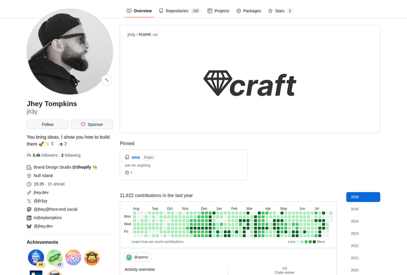 jh3y's GitHub profile screenshot