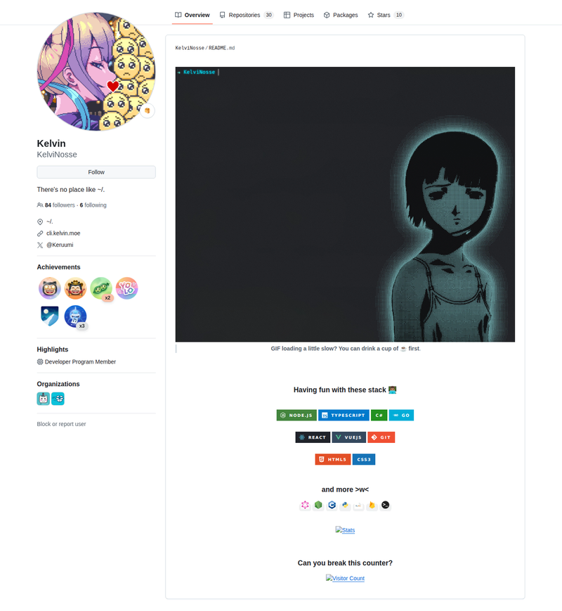 KelviNosse's GitHub profile screenshot